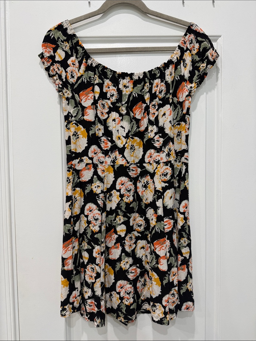Free People Italian Breeze Off-the-Shoulder Dark Floral Mini Dress - Picture 4 of 5